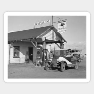 New Mexico Filling Station, 1936. Vintage Photo Sticker